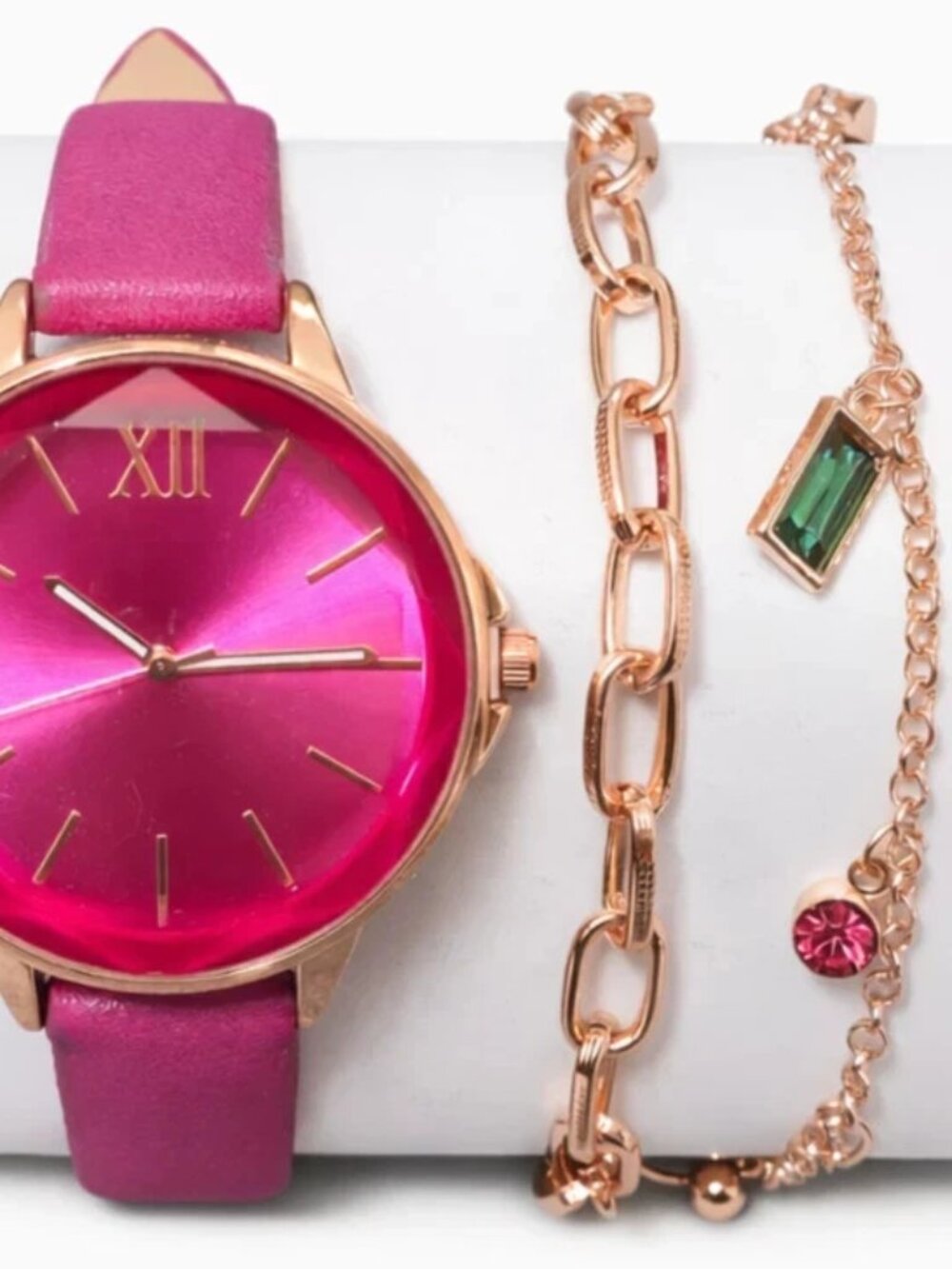 I.N.C.International Concepts Women’s Pink Dial Watch & Bracelet Set New-Open Box